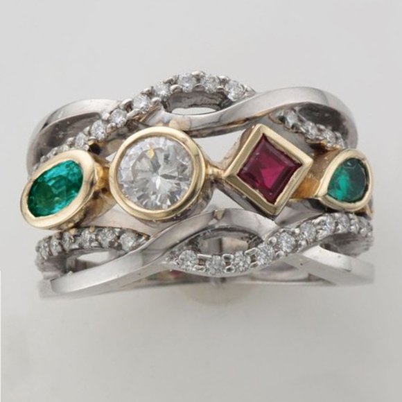 Jewelry - "925 Silver Plated Tricolor 3A CZ Eternity Diamond Ring,